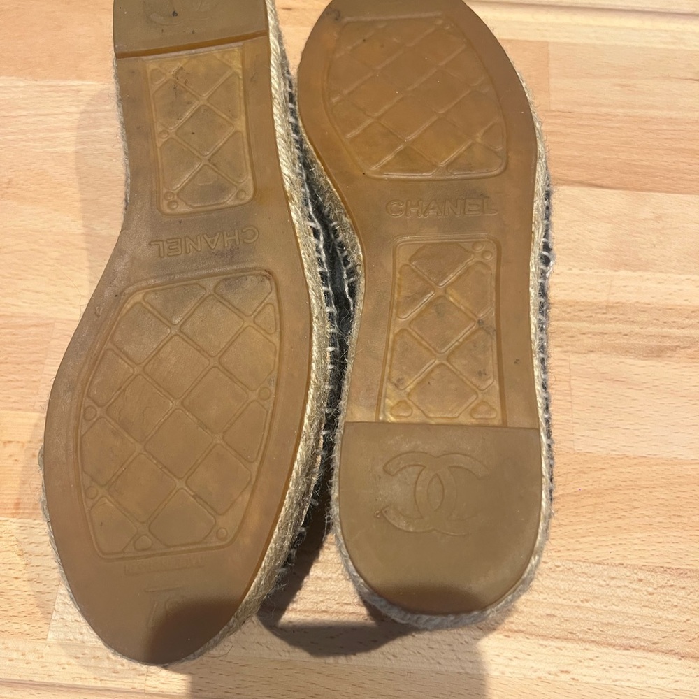CHANEL Black and Gray Checkered Espadrilles - Picture 2 of 9